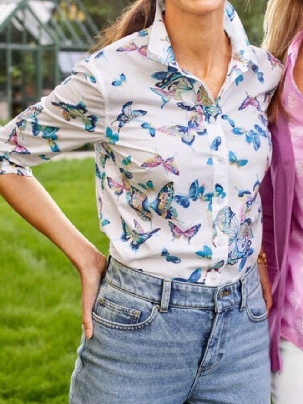 Talbots Butterfly Print Button down shirt